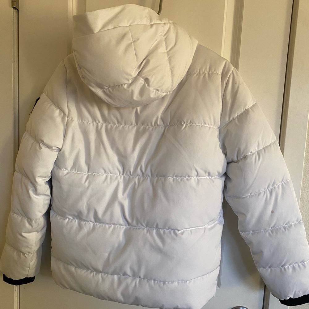 Hollister women ski jacket puffer hoodie white